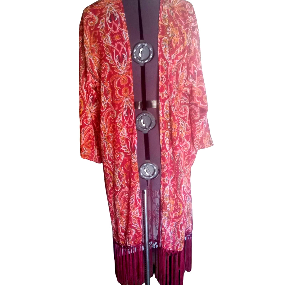 Xhilaration sheer burgundy kimono cover-up, M/L
